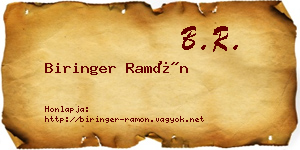 Biringer Ramón névjegykártya